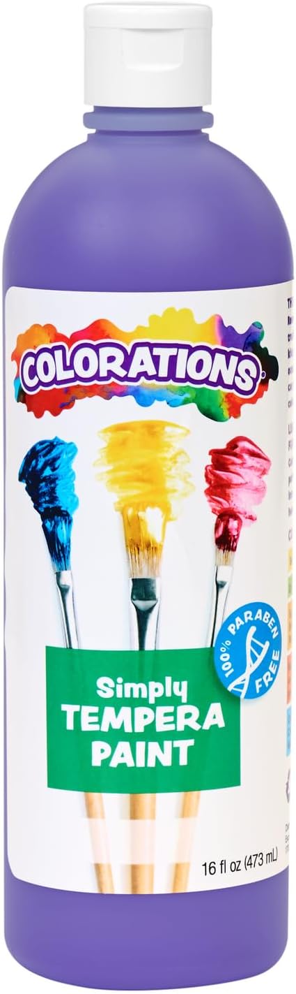 Colorations Paraben-Free Tempera Paint for Kids - Violet, 16 Ounce Bottle, Non-Toxic and Made in The USA