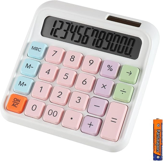 Large Computer Electronic Calculator Counter Solar & Battery Power 12 Digit Display Multi-Functional Big Button for Business Office School Calculating (HY-2688)