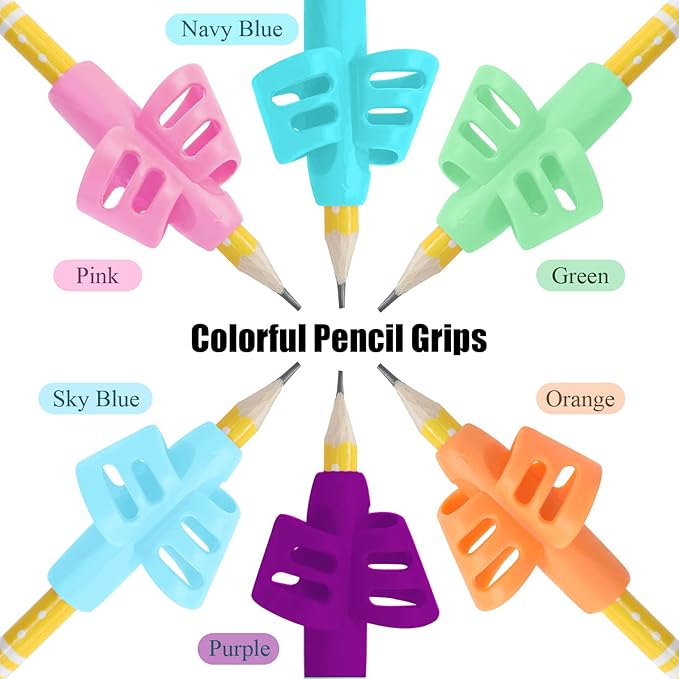 Pencil Grips for Kids Handwriting, 12 Pcs Toddler Pencil Grippers, Pen Grips Holders for Beginners Preschoolers Children