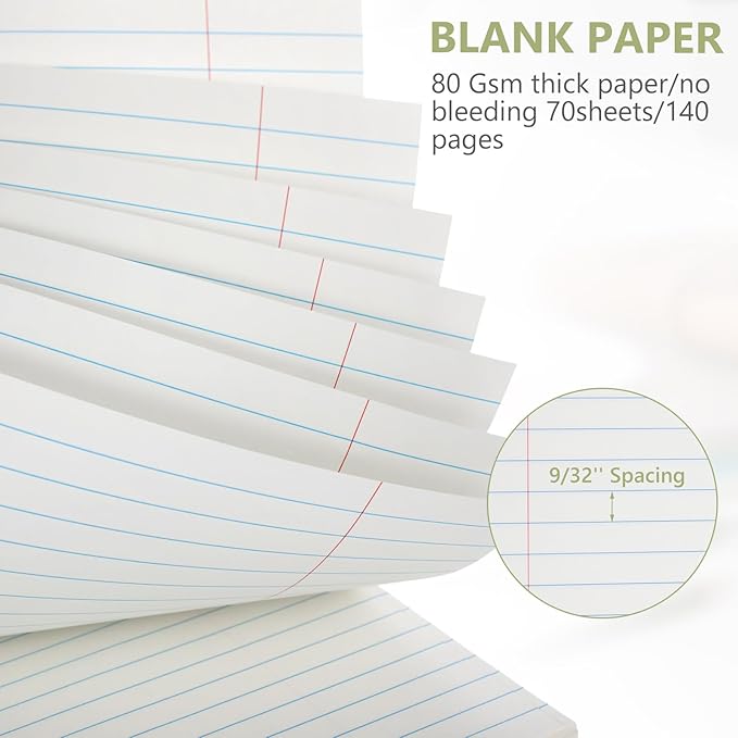 Resurhang 6 Pack 8.5 x 11'' Office Steno Book Double-sided Spiral Steno Books College Ruled White Paper 70 Sheets/Pad Pastel Colors Covers for School Office(Fresh Tone,Classic Style)