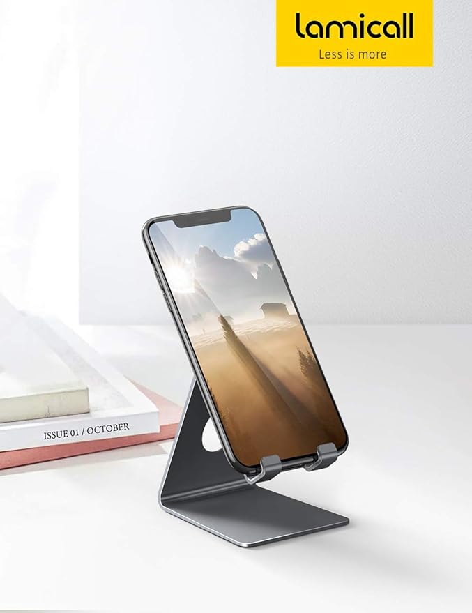 Lamicall Cell Phone Stand, Phone Dock : Cradle, Holder, Stand, Compatible with Phone 12 Mini 11 Pro Xs Xs Max Xr X 8 7 6 6s Plus 5 5s 5c All Android Smartphone Charging, Accessories Desk - Gray