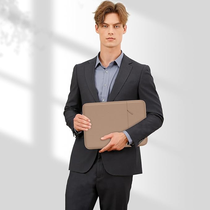 MOSISO Laptop Case 15 inch, 15 inch Laptop Sleeve Compatible with MacBook Air M5 A3448 M4 A3241 M3 A3114 M2 A2941 2026-2023, Dell XPS, Polyester Vertical Computer Sleeve Bag with Pocket, Bronze Brown