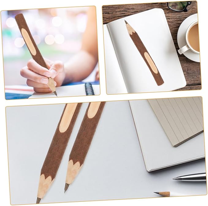 Wooden Ballpoint Pens 17cm Comfortable Grip Natural Tree Bark Biodegradable 10pcs Multi-function Writing Accessories for Office and School Use