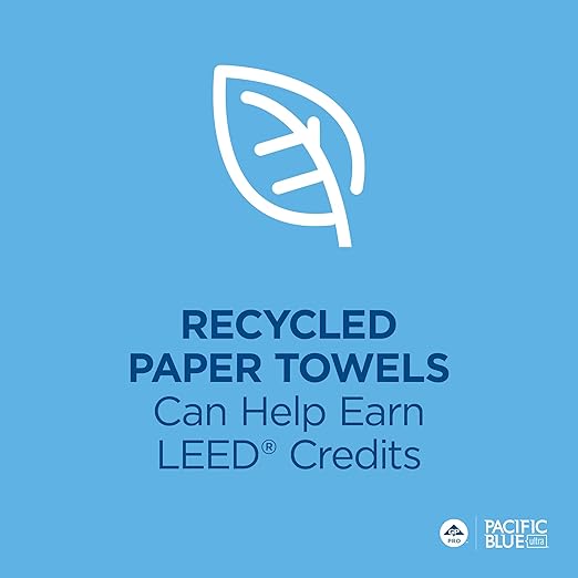 Georgia-Pacific Blue Ultra 8'' High-Capacity Recycled Paper Towel Rolls by GP PRO (Georgia-Pacific), White, 26491, 1,150 Linear Feet Per Roll, 3 Rolls Per Case