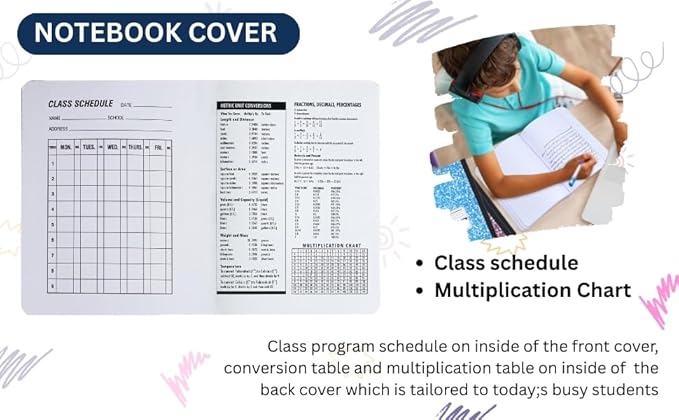 CLEENTABLE Composition Notebook 5 Pack, Wide Ruled Paper, Marble Cover Notebooks for School, 9.75 x 7.5 Inches, 100 Sheets (200 Pages), Sewn Binding Comp Books, Multicolor