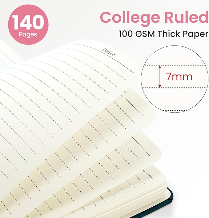 ZOTIA Lined Spiral Journal for Women, A5 Cute Hardcover College Ruled Notebook for Work, School & Note Taking, Aesthetic Writing Journal, 140 Pages (5.8" x 8.3"), Whirling Skies