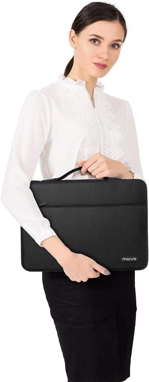 MOSISO 360 Protective Laptop Sleeve Compatible with MacBook Air/Pro, 13-13.3 inch Notebook, Compatible with MacBook Pro 14 inch M4 M3 M2 M1 Pro Max 2024-2021, Polyester Bag with Belt, Black
