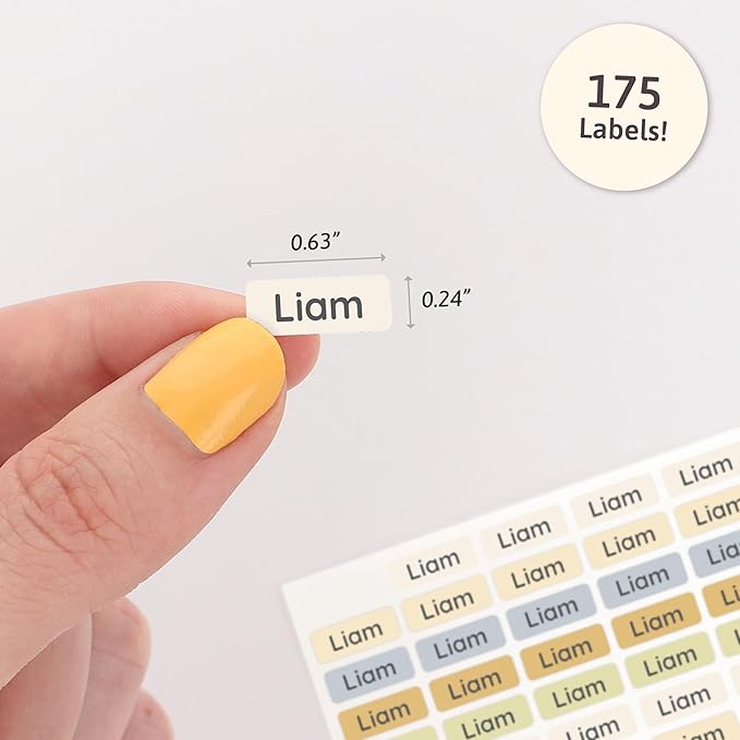 Mini Name Labels (175) - Custom Personalized Name Labels for Labeling Tiny Items, Washer and Dryer-Safe Waterproof Labels for Daycare, Preschool, and School - Toy Cars