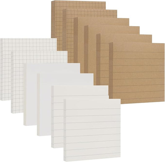 NatureTouch Sticky Notes 12 Packs, 3 x 3 Inches Adhesive Self-Stick Notes in Eye Protection Paper, Multiple Designs of Memo Pads for Reminders, Office, Home, School, Meeting, 80 Sheets/Pad