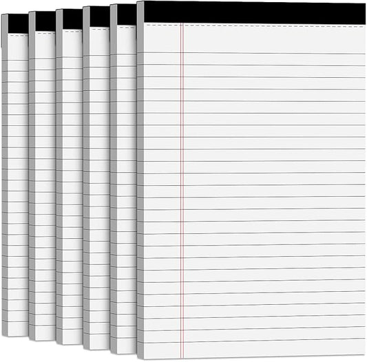 Note Pads 5x8 Small Legal Pads White Notepad, 6 Pack, Narrow Ruled Notepads, Micro Perforated Legal Writing Pads Memo Pad, 30 Sheet/ Note Pad, Notebook Paper Tablet for School, Lined Note Pad 5x8''