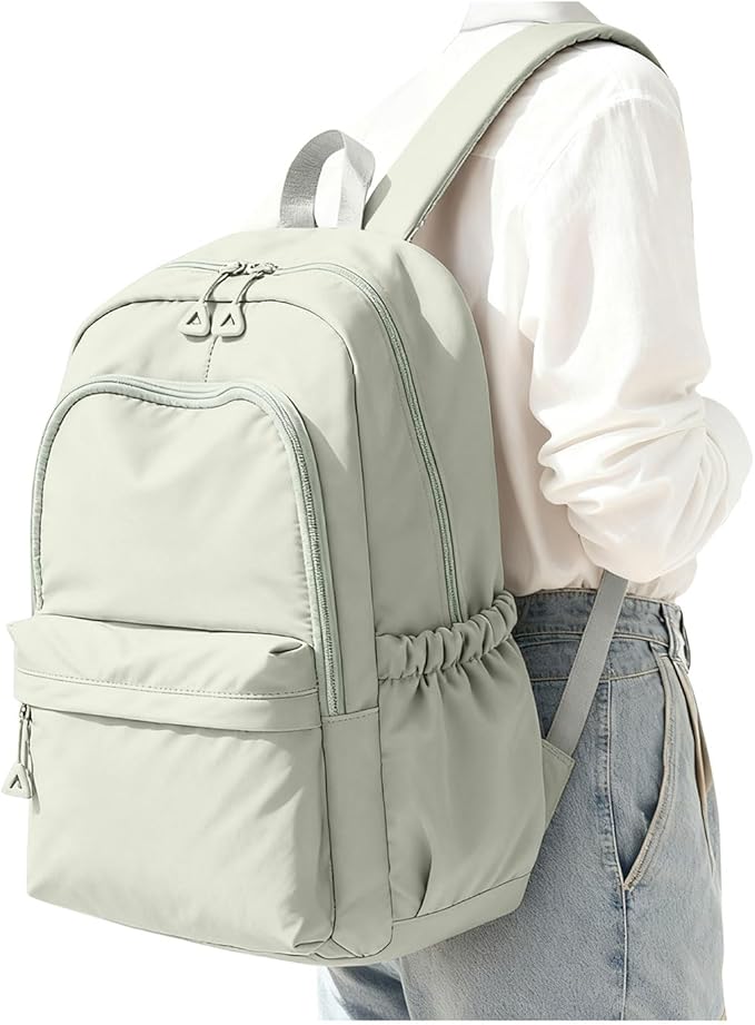 BJLFS Small Light Green Backpack for Women, Waterproof Backpack for Men, Lightweight Travel Back Pack Casual Daypack Rucksack
