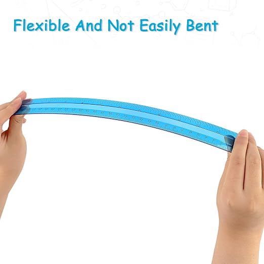 ZUFECY 8-Pack 12" Flexible Rulers - Vibrant Color-Coded Plastic, Tear-Resistant for Math & Engineering Drafting