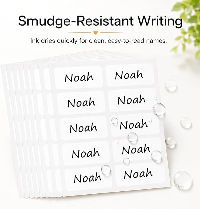 CHUBBIEE All Purpose No-Iron Kids Clothing Labels, 160-Pack | Self-Stick Write-On Fabric Labels for Camp, School, Daycare, Nursing Care, Toys, Organizing, Washer & Dryer Safe