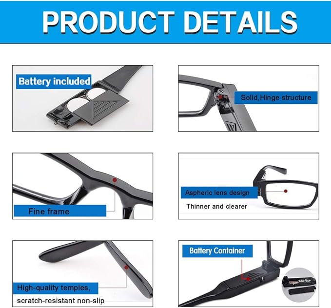 Reading Glasses with Light Bright LED Readers with Lights Reading Glasses Lighted Magnifier Nighttime Reader Compact Full Frame Eyewear Unisex Clear Vision Lighted Eye Glasses,+3.5