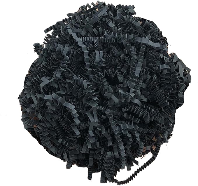 50g Crinkle Cut Paper Shred for Easter Decor Gift Basket Filler, Gift Box Filler Paper Shreds, Raffia Grass for Gift Wrapping (Black)