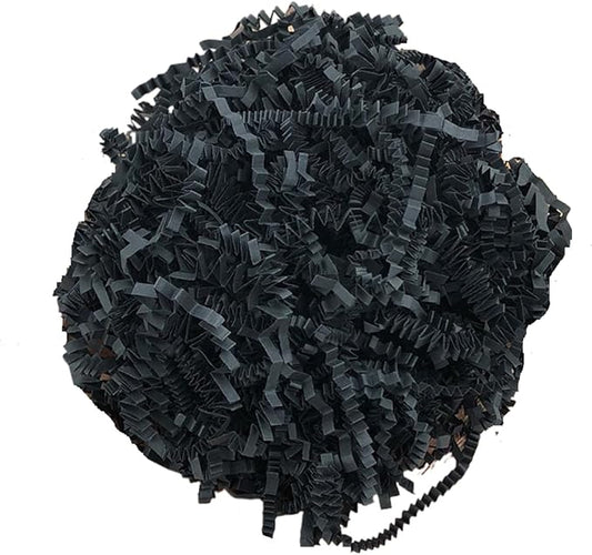 50g Crinkle Cut Paper Shred for Easter Decor Gift Basket Filler, Gift Box Filler Paper Shreds, Raffia Grass for Gift Wrapping (Black)