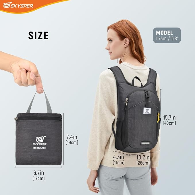 SKYSPER 10L Hiking Backpack Small Foldable Daypack Packable Lightweight Hiking Daypack Travel Day Pack for Women Men