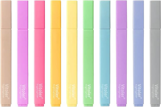 Piochoo Bible Highlighters, 10 Pack, Assorted Colors, Fast Dry, Pastel Highlighters No Bleed, Bible Journaling Highlighter Set, Colored Markers for School Supplies
