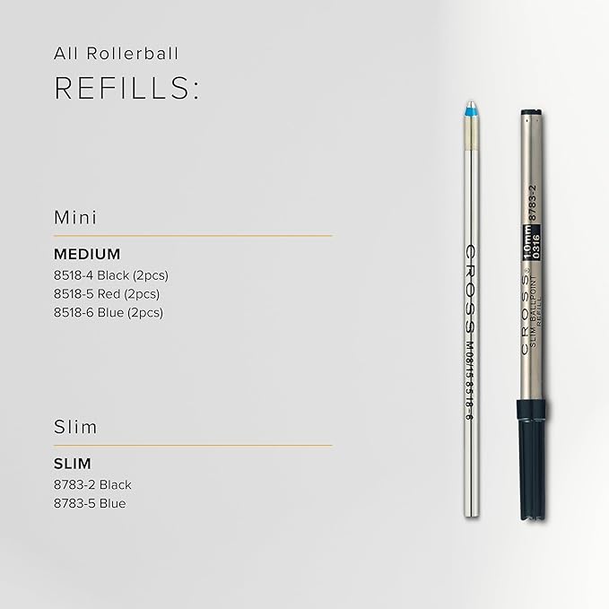 Cross Ballpoint Pen Refill - Refill for Consistent Ink Flow - Quick-Drying - Blue - Medium - 2Pack