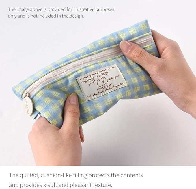 Monolike_Fabric/Cushion Pencil case (Unmatched Friends Fabric Check Pencil Case, Red)