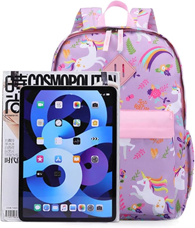 KK CRAFTS Preschool Backpack Kindergarten Little Kids Toddler Elementary School Backpacks for Boys and Girls with Chest Strap(15Inch, Purple Unicorn)