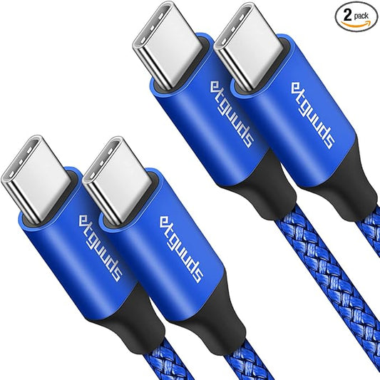 etguuds USB C to USB C Cable 3ft, 2-Pack 60W USBC to USBC Cord, Type C to C Charger Cable Fast Charging for iPhone 17 16 15 Pro Max Plus Air, Samsung Galaxy S25 S24 S23, for MacBook/iPad, Pixel