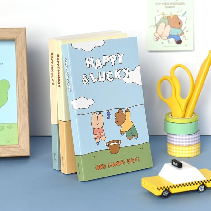 Monolike Happy and Lucky Littles Paperback Line Notebook - 03. Laundry_Design note, Mini note, Simple note, Notebook, 192 Pages, 4.13x6.69