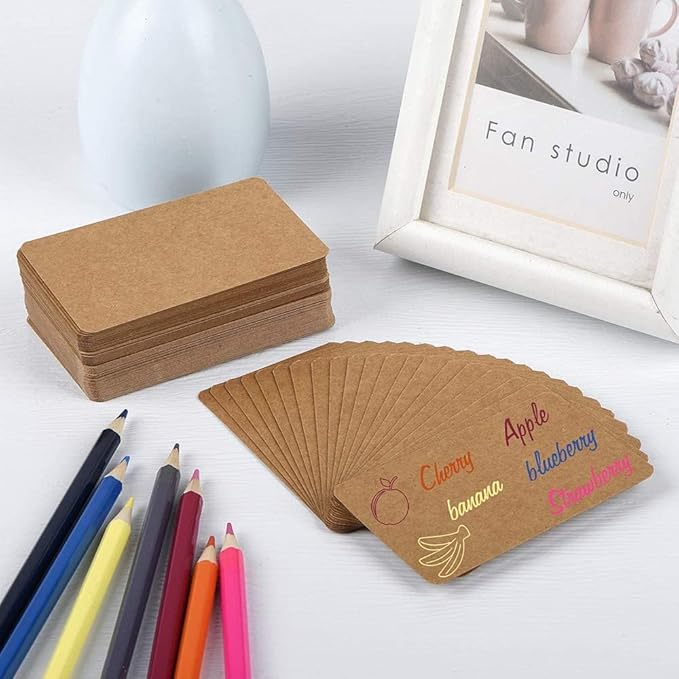 Kraft Paper Cards 100 Pcs Index Cards 3 x 5 Inch Blank Kraft Note Cards for Note-taking, Greeting card writing and DIY projects
