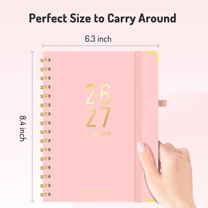 Jul 2026 - Dec 2027 Planner, Forvencer 18 Month Academic Planner 2026-2027, 6.3" x 8.4", Calendar Planner Weekly and Monthly, Daily Agenda Book, School Supplies for Student Teacher, A5, Navy Blue