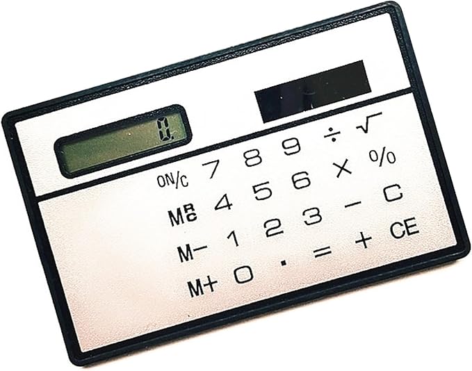Solar Powered Calculator 8 Digit Display 8.5x5.3cm Portable Basic Standard Calculator for Business Office School, silver