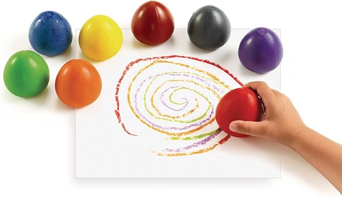 Colorations Chubby Non-Toxic Crayons for Toddlers, Palm Grip Eggs, Set of 8 Colors, Shape is Easy for Young Children Grip, Hold & Draw, Classroom Must Haves