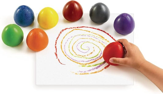 Colorations Chubby Non-Toxic Crayons for Toddlers, Palm Grip Eggs, Set of 8 Colors, Shape is Easy for Young Children Grip, Hold & Draw, Classroom Must Haves