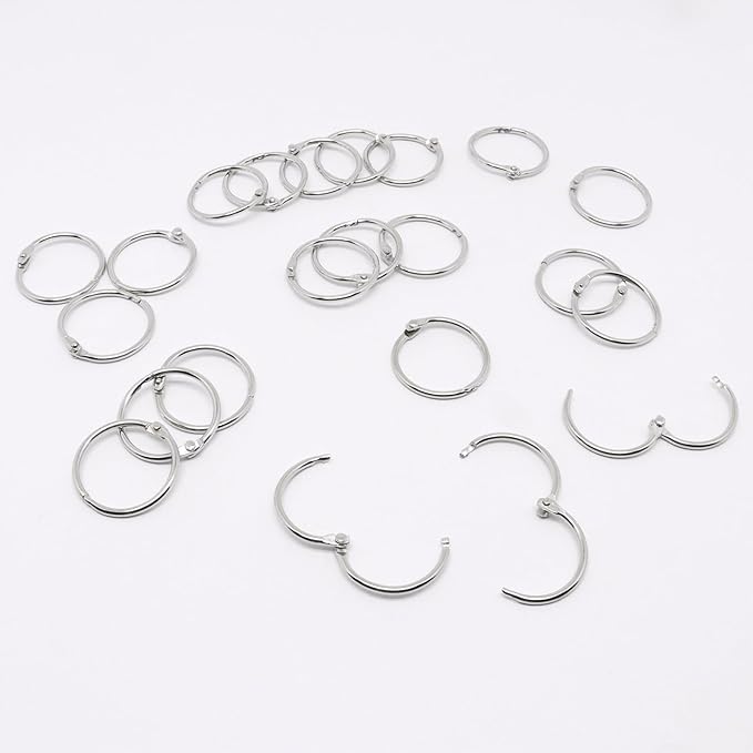Loose Leaf Binder Rings 1 Inch, 120PCS Book Rings for Index Cards, Nickel Plated Metal Flash Card Ring, Clip Ring for Notebooks, Photos, Key, Home, Office, School Supplies (Silver)
