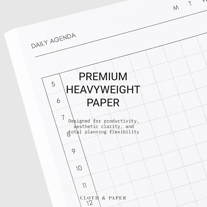 Cloth & Paper Travel Notebook | Daily Planner Agenda – Aspen | Pocket Plus Planner Notebook 3.2" x 6" | Productivity Planner with Hourly Schedule Layout for Planning & Time Blocking – Soft Touch Cover