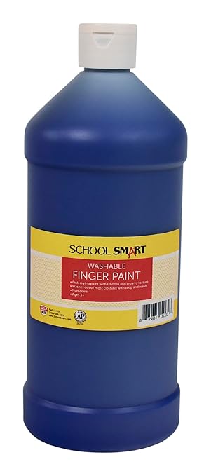 School Smart Washable Finger Paint, Blue, 1 Quart Bottle