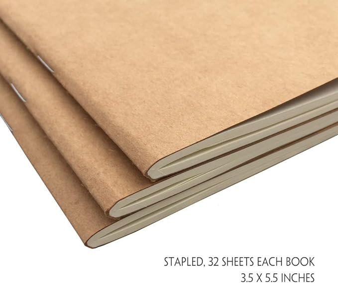 Dotted Notebook Journal, Pocket 3.5 x 5.5 Memo Book - Thick Dot Grid Paper - Total 192 Sheets / 384 Pages