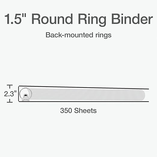 Oxford Ring Binders, 1.5" Round Ring Binders, View Binder, Covers on 3 Sides, XtraLife Hinge, Non-Stick, PVC-Free, White, 350 Sheet Capacity (1002547)