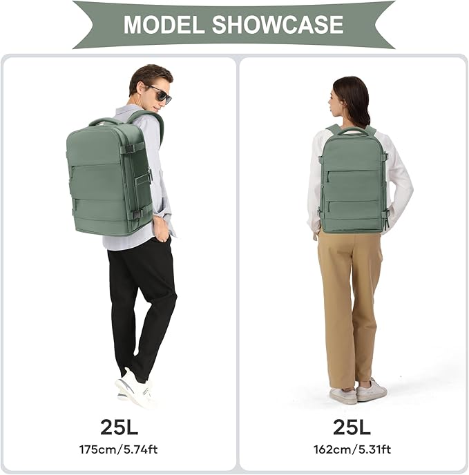 coowoz Travel Backpack For Women Men,Carry On Backpack,Hiking Backpack Waterproof Outdoor Sports Rucksack Casual Daypack Travel Essentials(Olive Green)