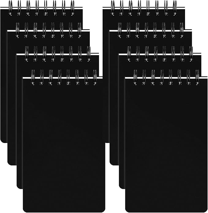 Thboxes 8 Pack Pocket Notebooks, 3 x 5 Spiral Notepads Mini Notebook 60 Sheets/120 Pages Small Notepads with Lined Pages Memo Pads for Nurse Gifts School College Office Home (Black)