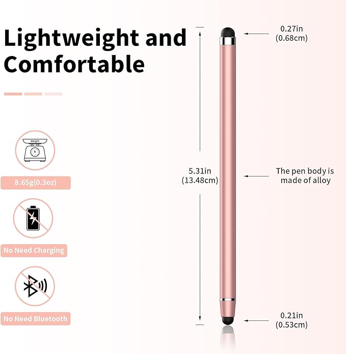 3 PCS Stylus Pen for Touchscreen,2-in-1 High Precision Stylus,Stylus Pen for iPad/iPhone/Android Tablets and Capacitive Touchscreens(Black/Silver/Rose Gold