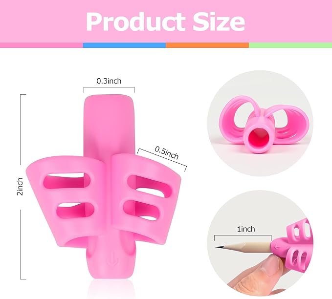 Pencil Grips for Kids Handwriting, Writing Aid for Preschoolers & Toddlers, Train Pen Holding Posture and Correct Handwriting Grip, 2 Fingers - 8 PCS