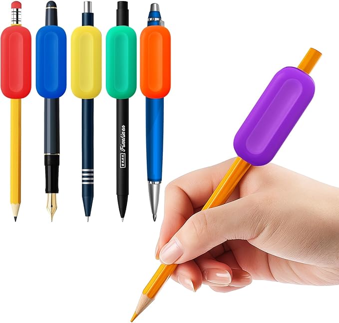 6-Pack Pencil Weights for Kids, Adults & Special Needs, 1 Oz Silicone Handwriting Aid – Improves Penmanship for Autism, Adhd, Tremors, Dyspraxia & Fine Motor Skill