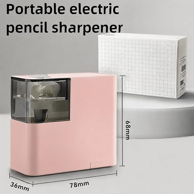 Electric Pencil Sharpener with Battery, Battery Powered,for Colored Pencils Handheld Pencil Sharpener,Portable Sharpener, Two Replacement Blades for in for 6-8mm Pencils for Office/Home/School (Pink)