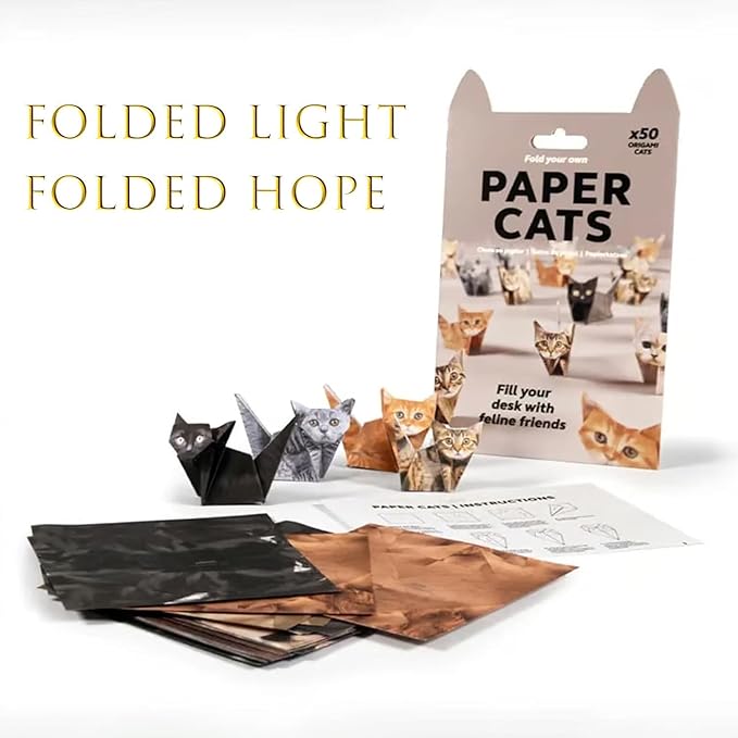 New 2026 Paper Cats - DIY Origami Paper Cats - 50 Sheets DIY Origami Paper to Fold Cute Cat Figures, paper cats origami,Fun Craft Activity for Adults & Kids, Desk Decoration & Gift for Cat Lovers