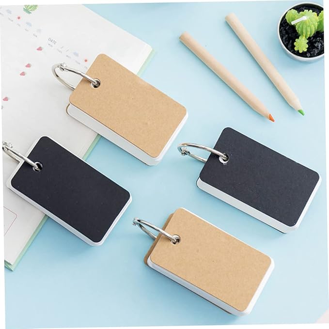 DOITOOL 8pcs Flash Cards Blank Memory Cards Binder Ring for Study Travel Office