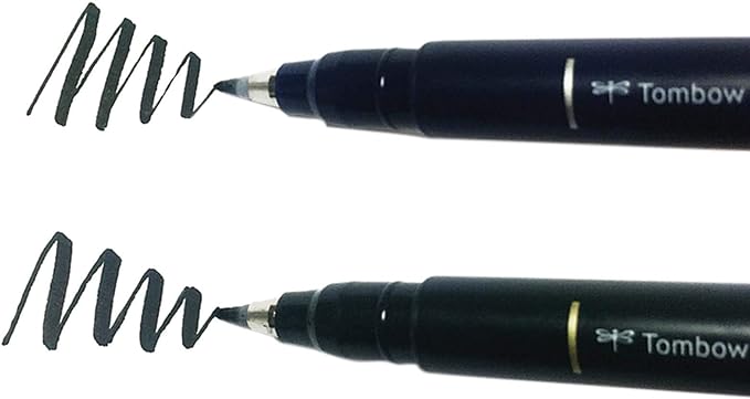 Tombow 62038 Fudenosuke Brush Pen, 2-Pack. Soft and Hard Tip Fudenosuke Brush Pens for Calligraphy and Art Drawings