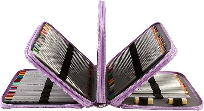 Portable Colored 200 Slots Pencil case Organizer with Printing Pattern for Watercolor Pens or Markers, Pencil Case Organizer for Artist