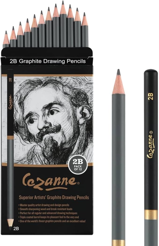Cezanne Graphite Drawing Pencils Set - 4H, Set of 12 Break-Resistant Graphite Lead, Easy-to-Sharpen Sketch Pencils, Master Artist Quality Graphite Pencils for Technical and Artistic Drawing