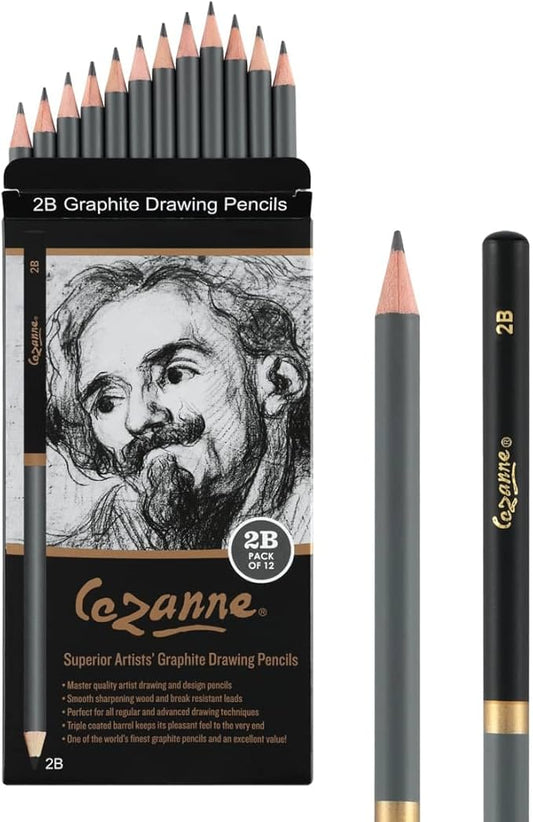 Cezanne Graphite Drawing Pencils Set - 4H, Set of 12 Break-Resistant Graphite Lead, Easy-to-Sharpen Sketch Pencils, Master Artist Quality Graphite Pencils for Technical and Artistic Drawing