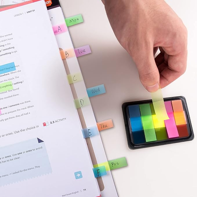 Golcellia 300 Pcs, Transparent Sticky Notes, Page Markers, Sticky Tabs, Label Stickers, Pop Up Index Tabs, Flags Stickers